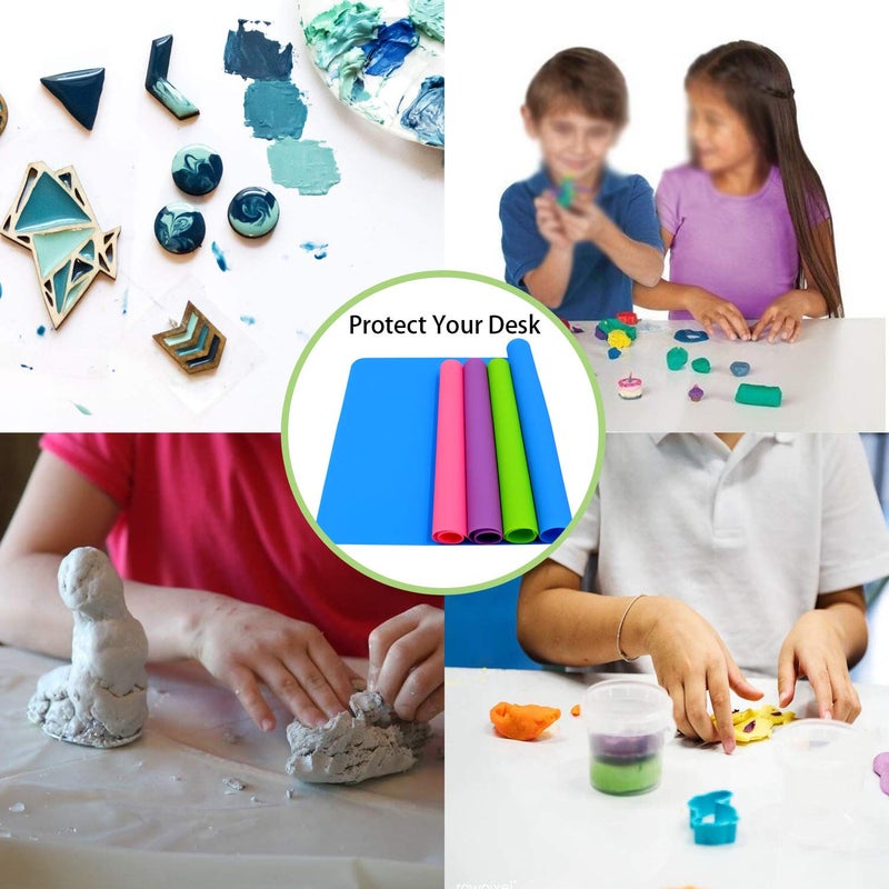 HiGift 4 Pack Silicone Mats for Crafts, Silicone Sheet for Crafts Resin Jewelry Casting Mat Pad, Waterproof Nonstick Heat-Resistant, Blue, Pink, Purple, Green (15.7'' x 11.8'' & 11.6'' x 8.3'') - Image 5